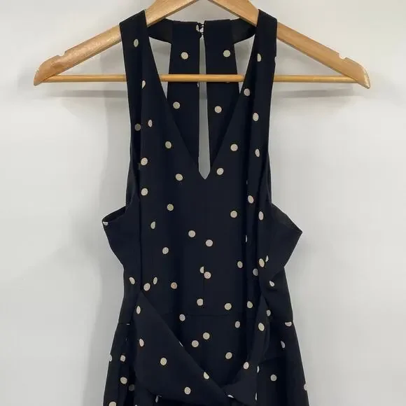 Ann Taylor Polka Dot Jumpsuit Racerback Wide Leg Sleeveless Black Beige Womens 2 - Picture 3 of 9